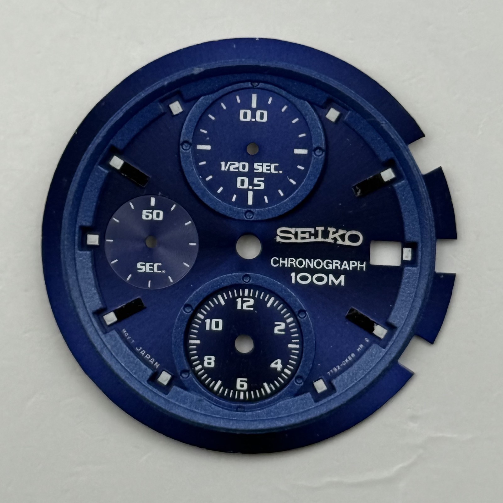 Seiko 7T92-0KE0 Watch Dial Chronograph 100M Blue Japan Spare Parts Repair 30.9mm