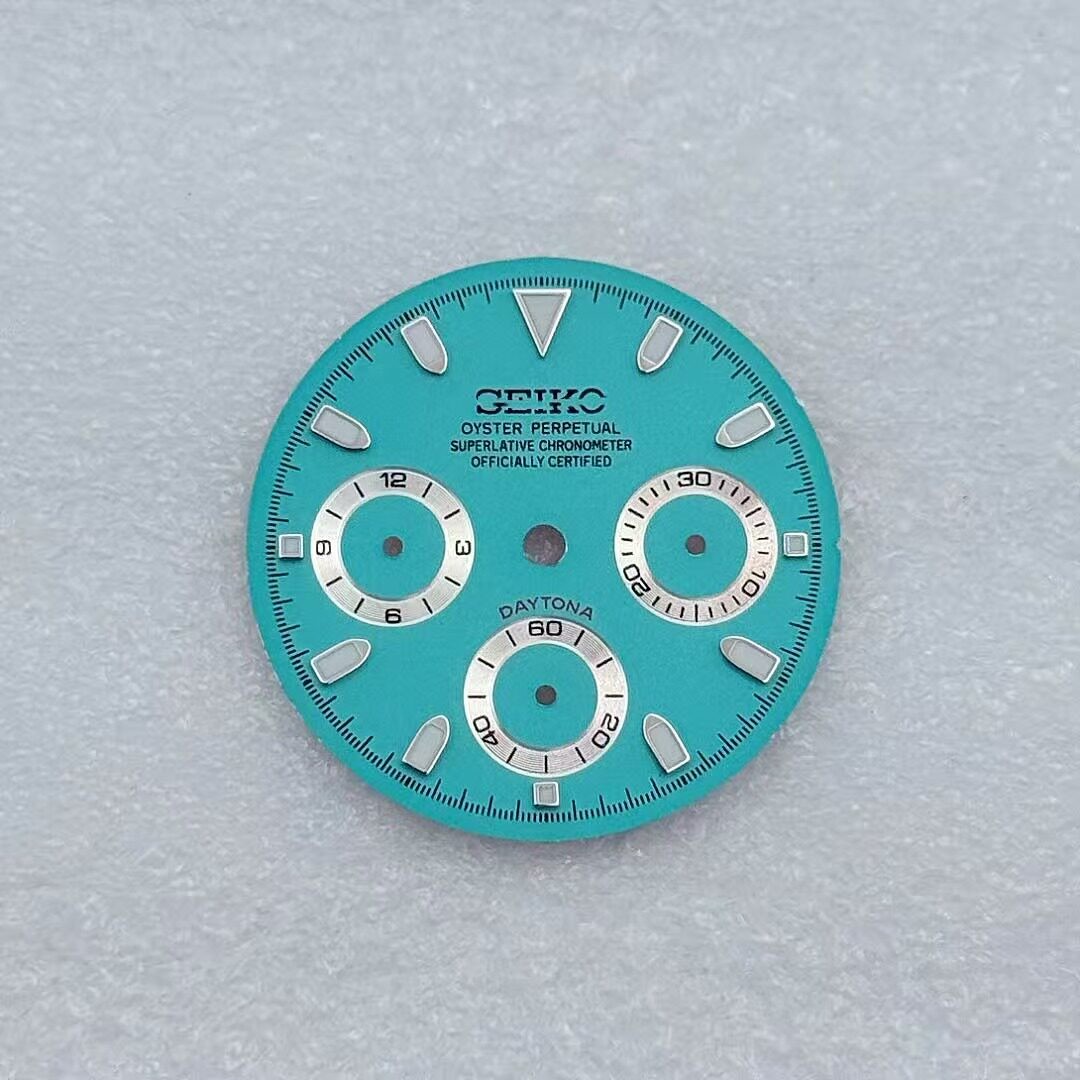 29.5mm Multi-functional Watch Dial Green Luminous for VK63 Movement Parts