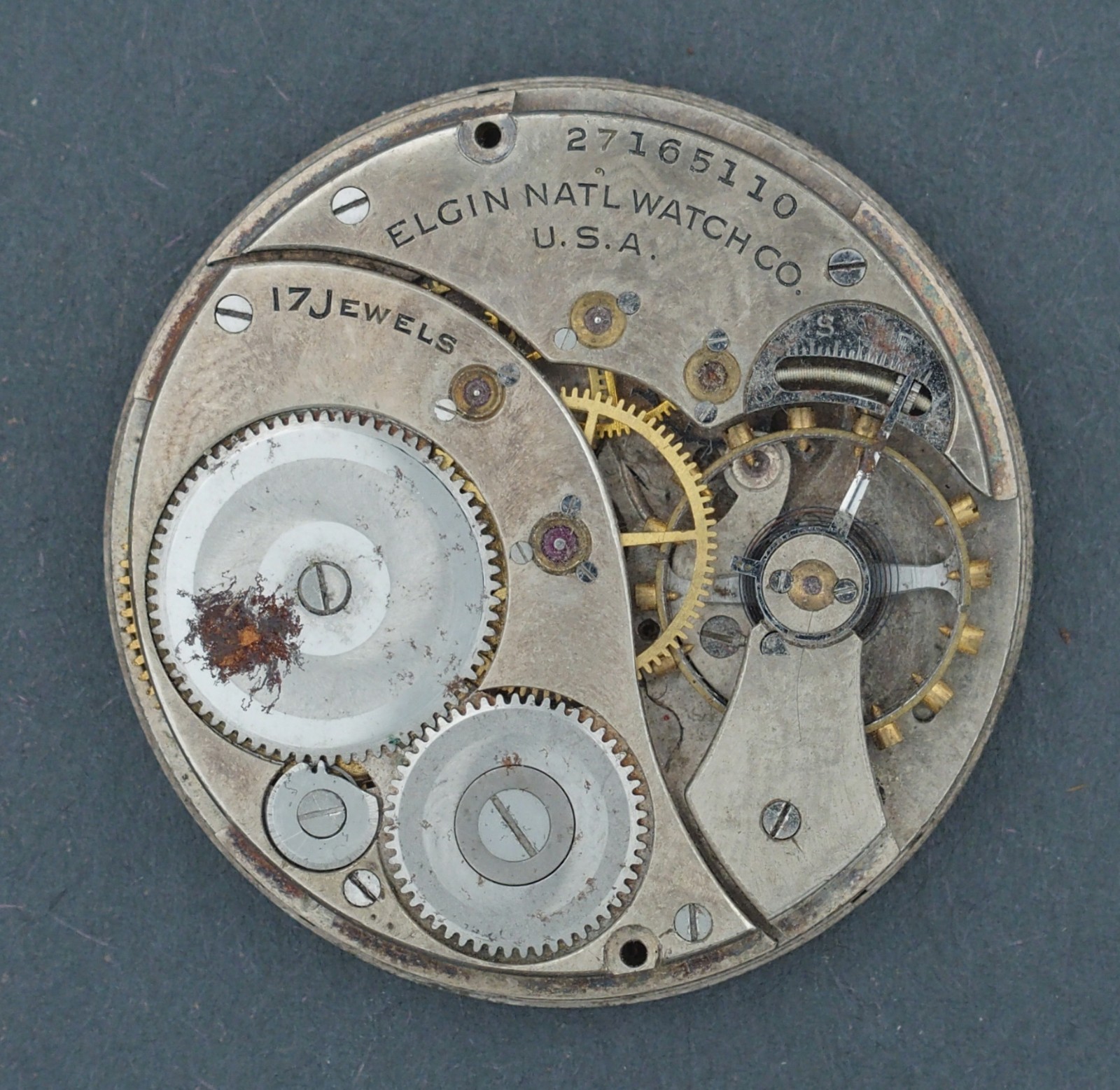 Elgin 12s 17J OF Grade 345 Pocket Watch Movement for Parts Repair #F387
