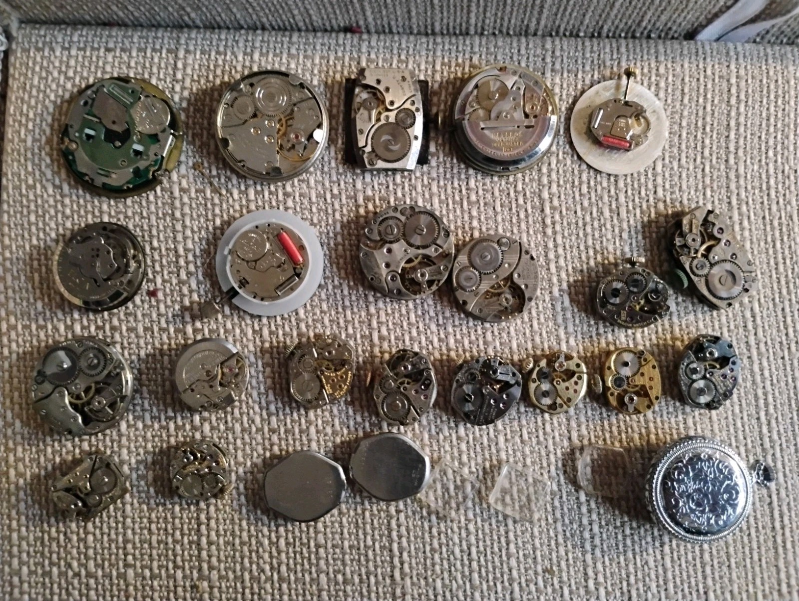 Vintage Watch Movement & Dial Lot Elgin Waltham Wittnauer