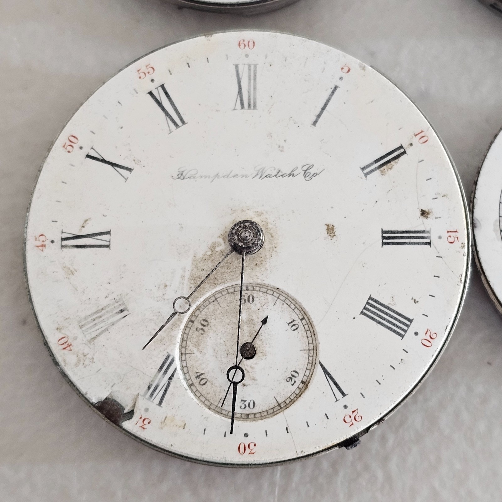 Lot of 4 American Pocket Watch Movements For Parts Waltham Hampden SunDial NY