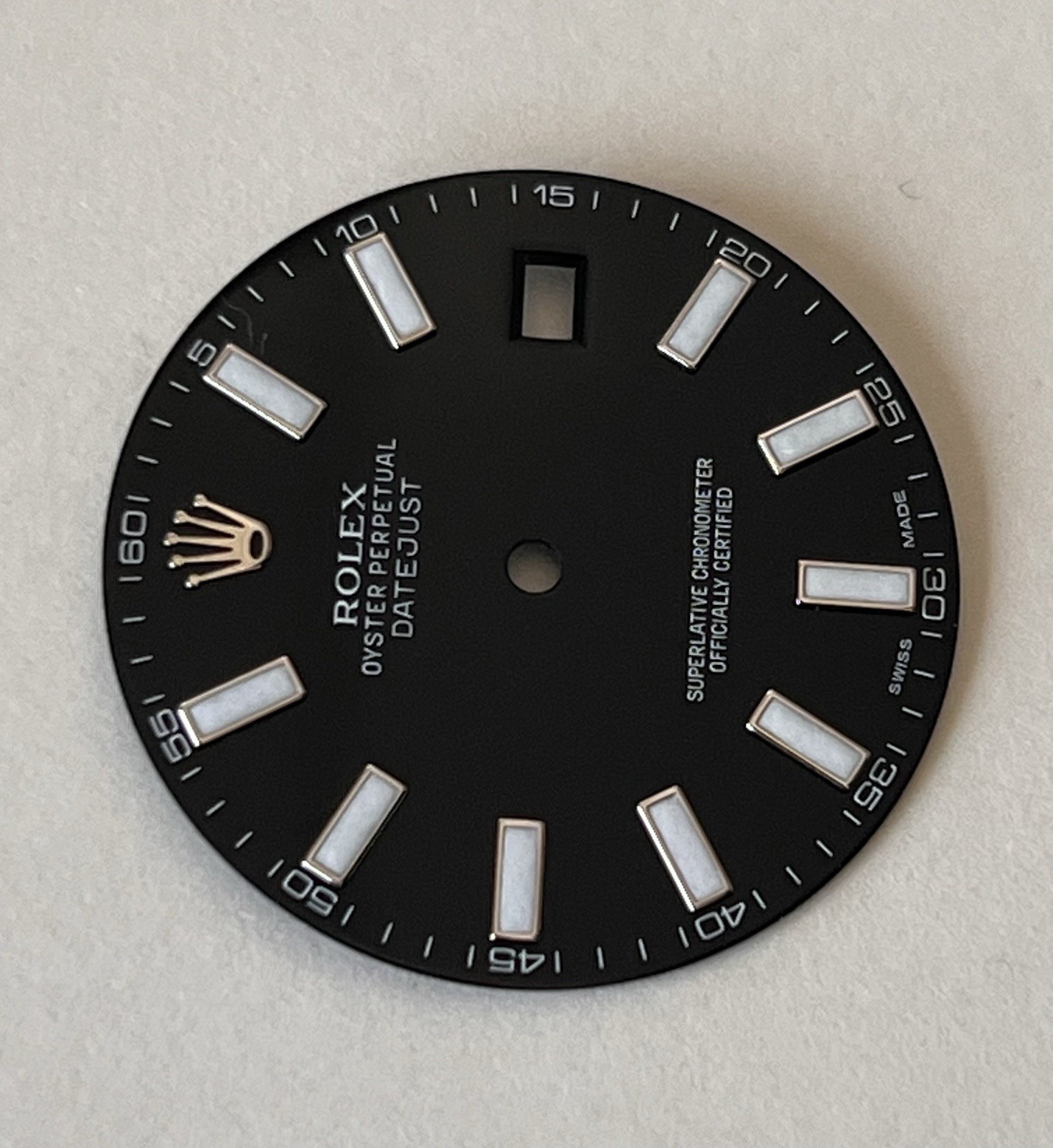 Genuine Factory Rolex Black Luminus Stick Dial 41mm Datejust II 116334 OC# 336