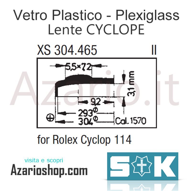 Glass Cyclops 114 Rolex Day Date cal 1570 plastic plexi Sternkreuz RX Germany