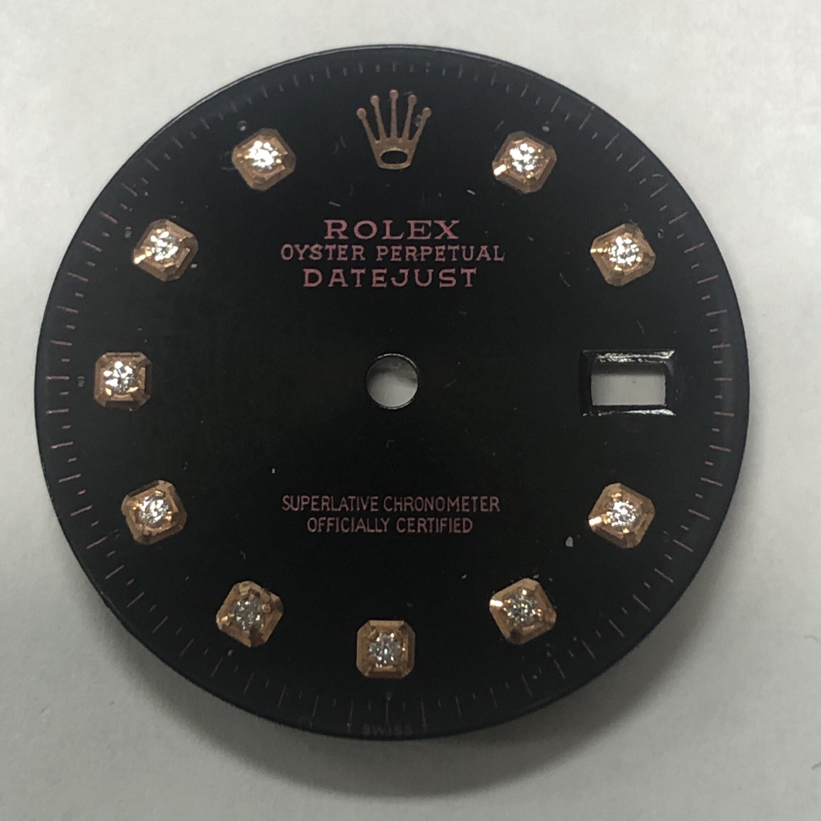 Original Rolex Dial, Date-Just Custom-Made Diamonds Rose Gold Copper Prongs Set
