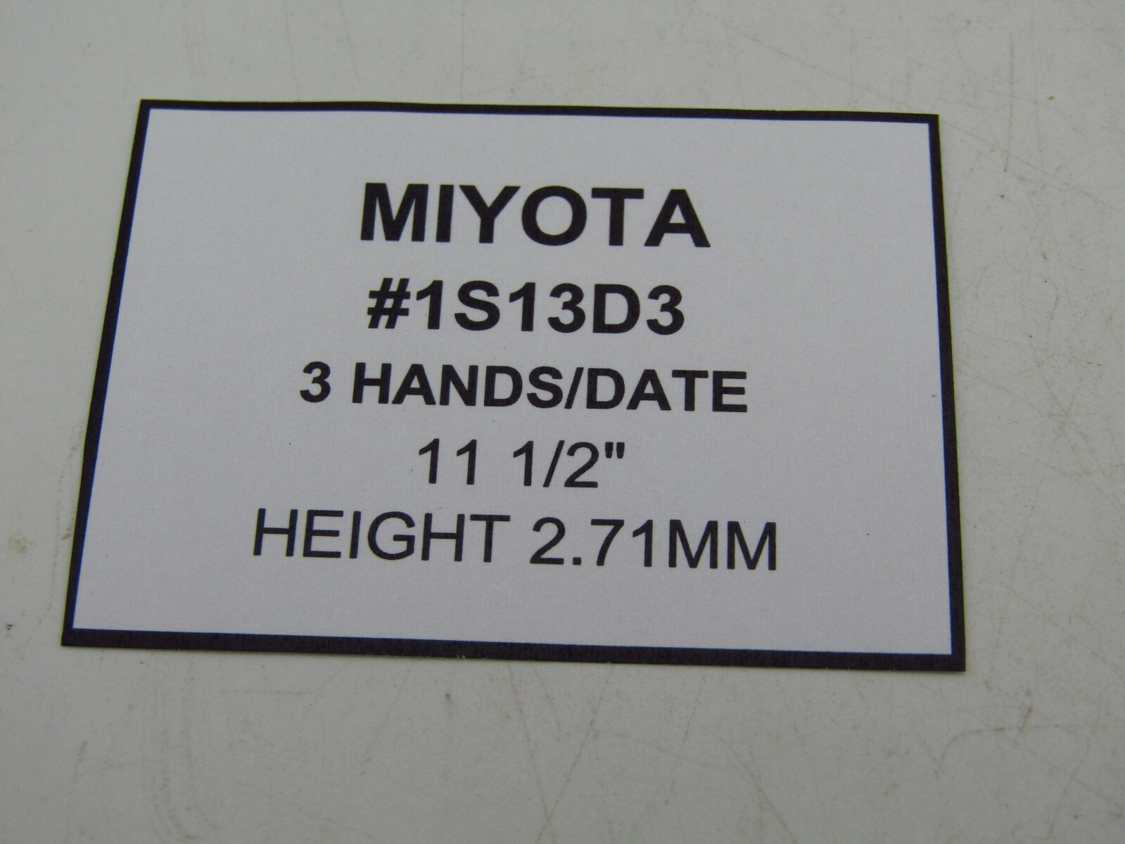 MIYOTA 1S13 QUARTZ 0 JEWEL 3 HAND WATCH MOVEMENT w/ DATE @ 3 JAPAN wm5