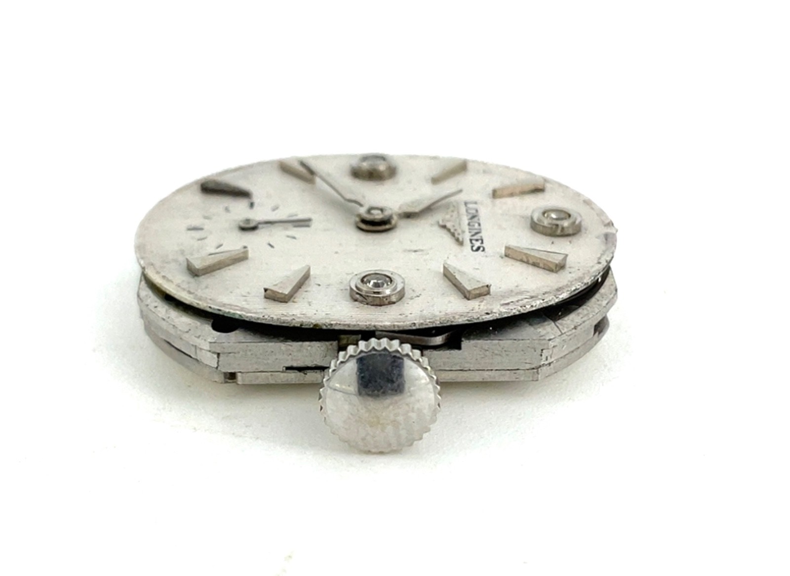 Vintage Longines Manual Cal. 370 17j Swiss Watch Movement Silver Diamond *RUNS*
