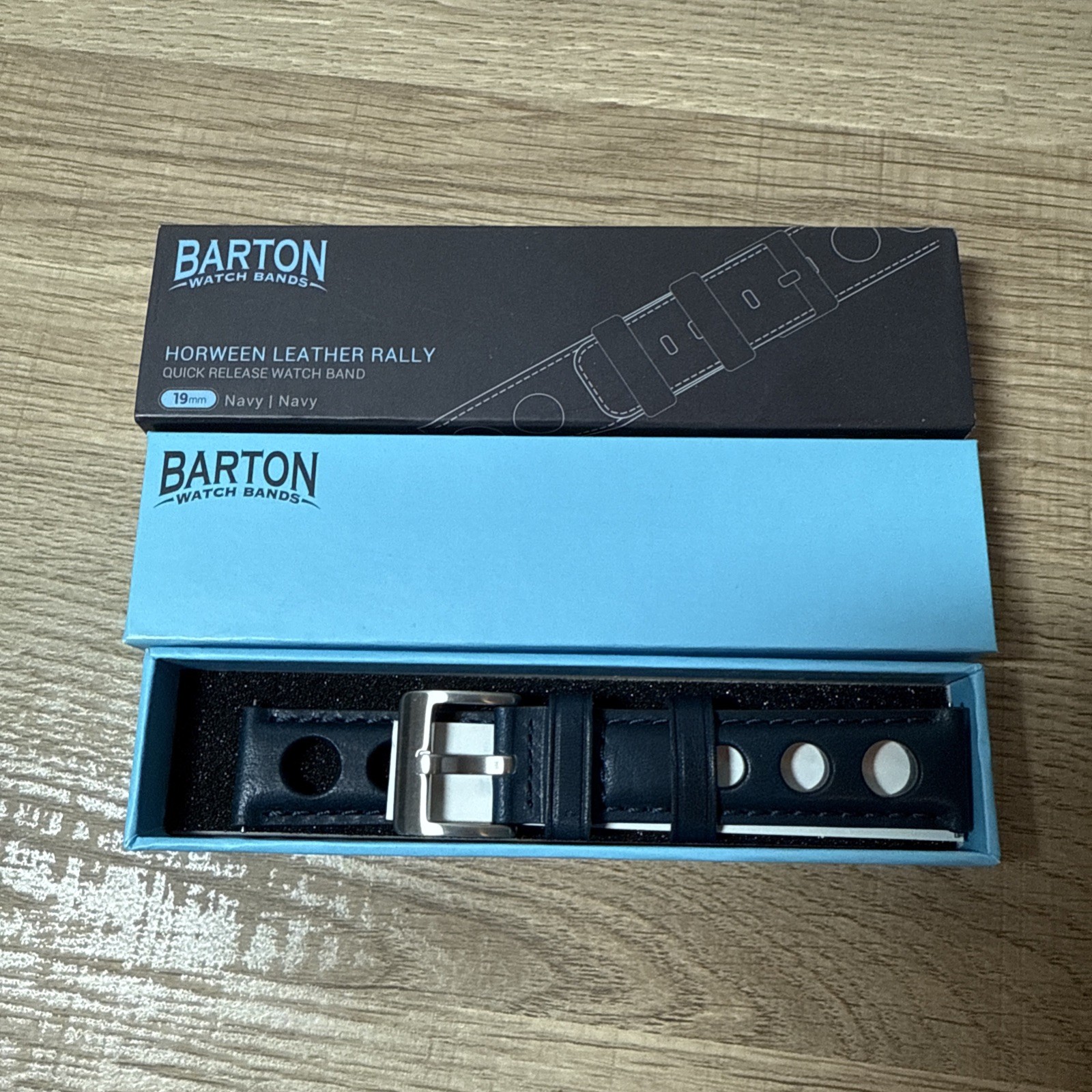 Barton Racing & Rally Horween Leather Straps with Integrated Navy Blue H4