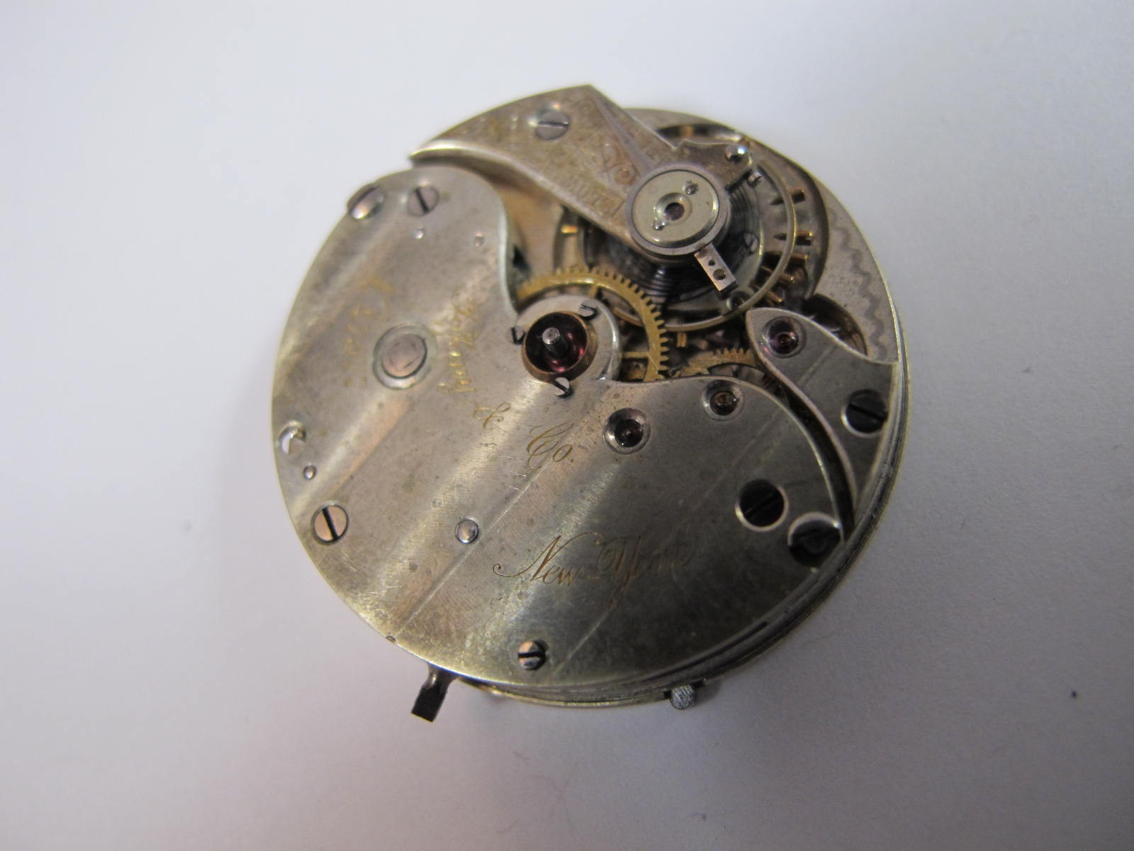 TIFFANY & CO NEW YORK VINTAGE SNAP ON DIAL NICKEL POCKET WATCH MOVEMENT
