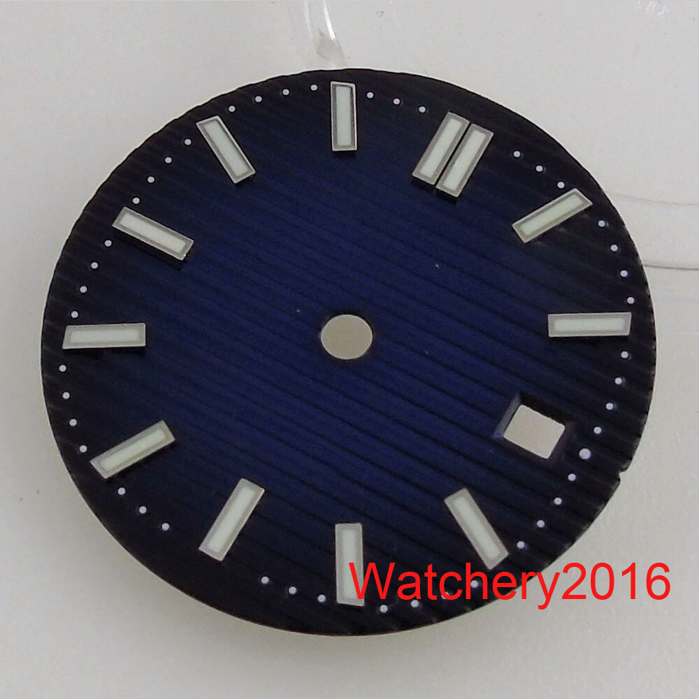29.8mm Watch Dial Luminous Sterile Sky Blue White fit NH35 movement Square case