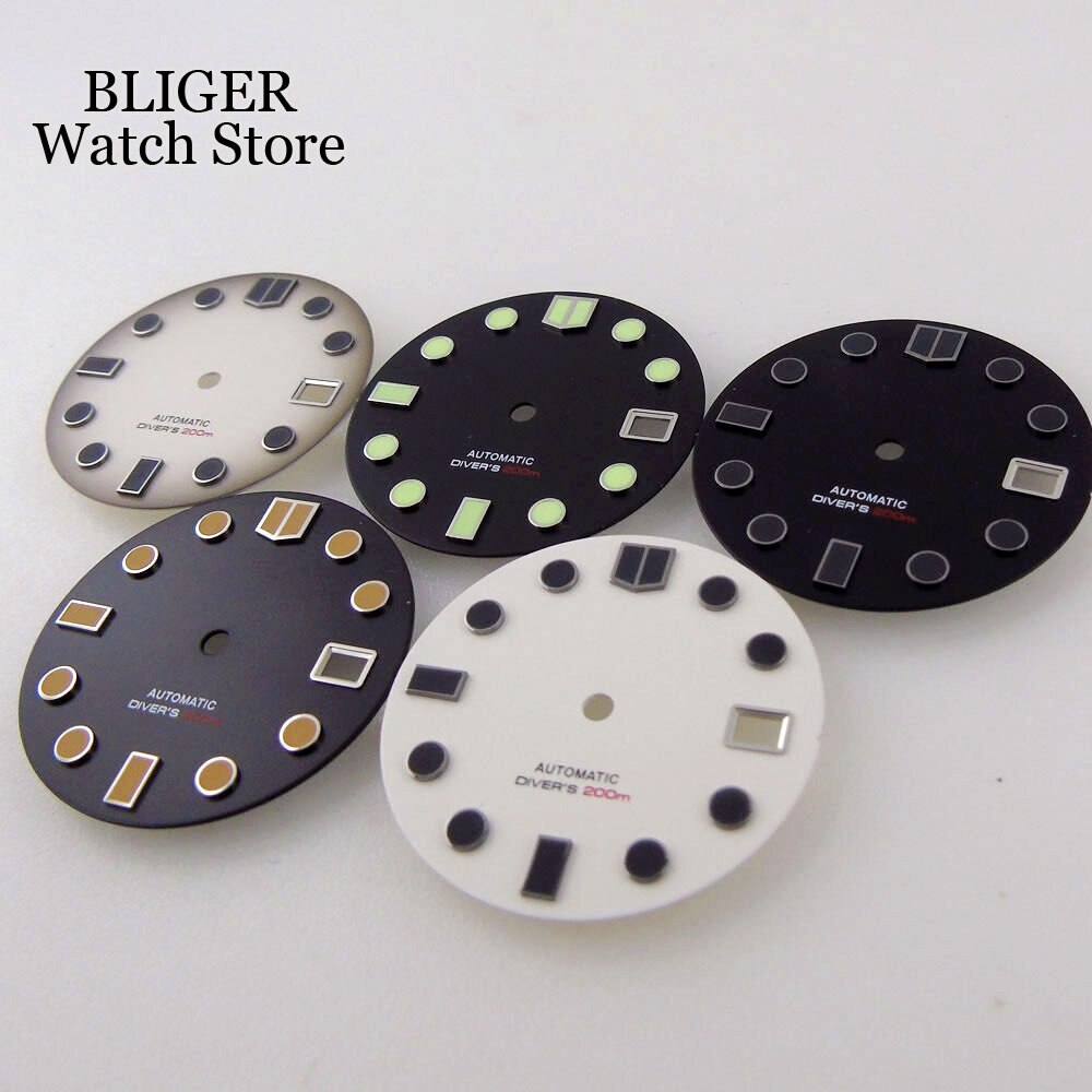 29mm Fit NH35 NH35A Watch Dial Black White Men Watch Lume Parts Accessories Set