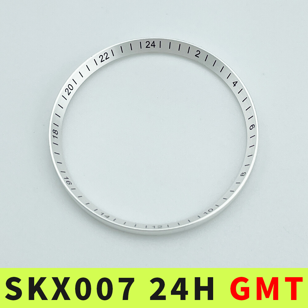 SKX007SKX009 SRPD GMT Silver Black 24h Chapter Ring with 24-Hour Index for NH34A