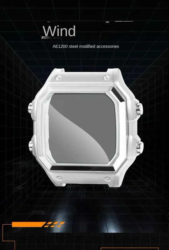 All Metal Watch Case for Ca.sio AE1200 3299 Silver Glass Waterproof Ring Genuine