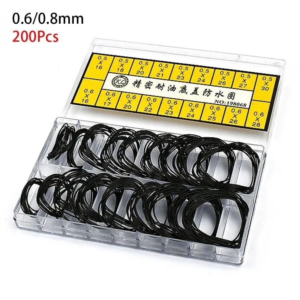 200Pcs/Set Thickness 0.5mm/0.6mm Watch Back Case Rubber O-Ring Gasket