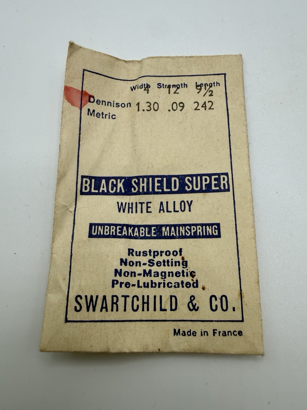 Swartchild & Co. Black Shield Super White Alloy Unbreakable Mainspring Dennison