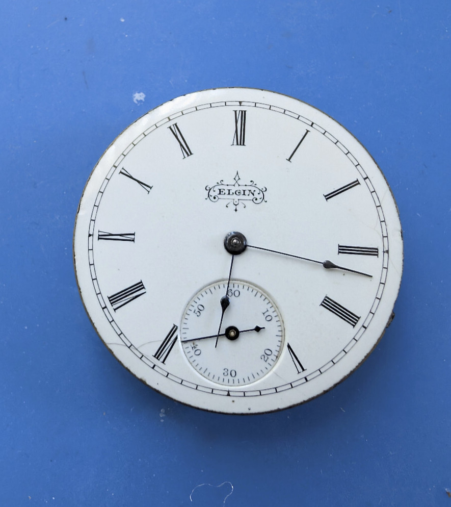 VINTAGE 6 SIZE ELGIN GRADE 118 HUNTING POCKET WATCH MOVEMENT RUNNING