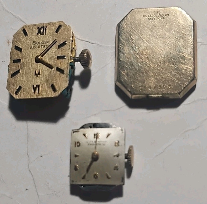 (2) Vintage Bulova Accutron 2210 10k Rolled Gold Plate Case Back & Ulysse Nardin