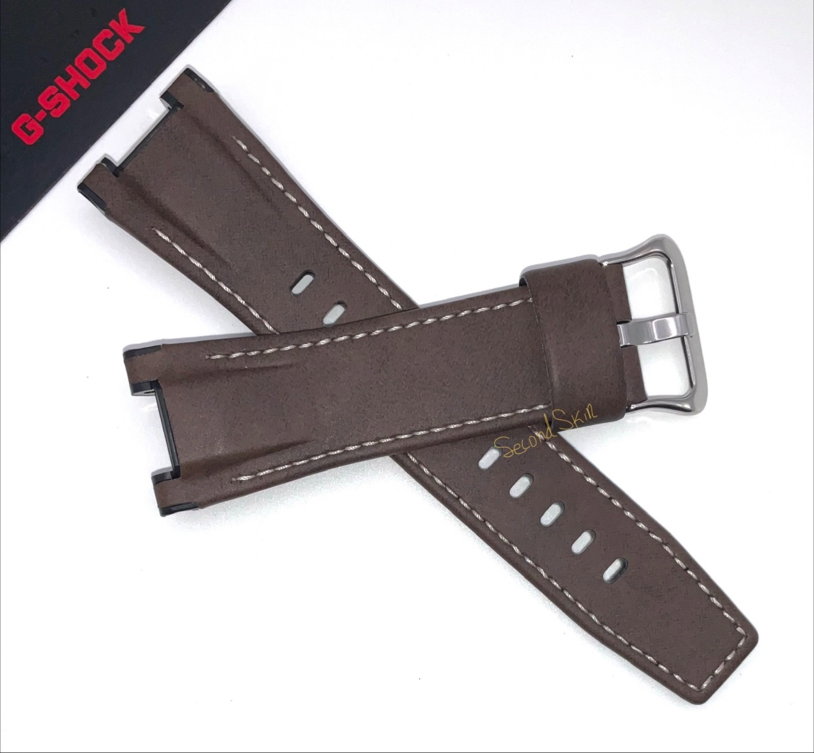 Genuine Casio G-Shock Brown Leather/Rubber Watch BandStrap GST-S130L-1AGST-W130L