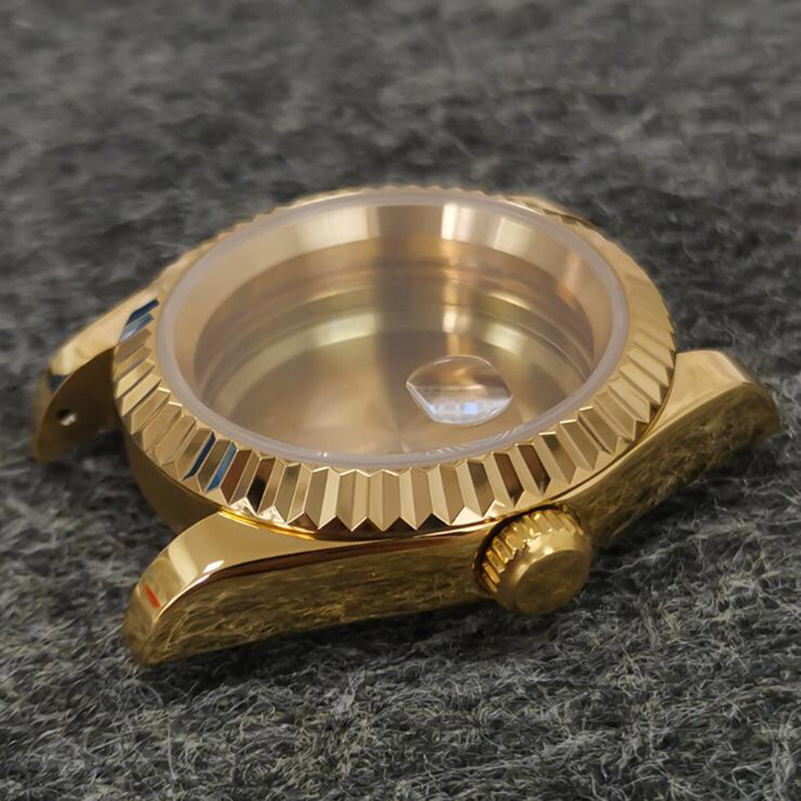 For NH35/36 Movement PVD Gold Tooth Ring/Oyster Stainless Steel Watch Case 39mm