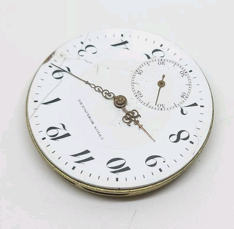 Vintage Union Horlogere Mechanical Pocket Watch Movement For Repair 42.9mm