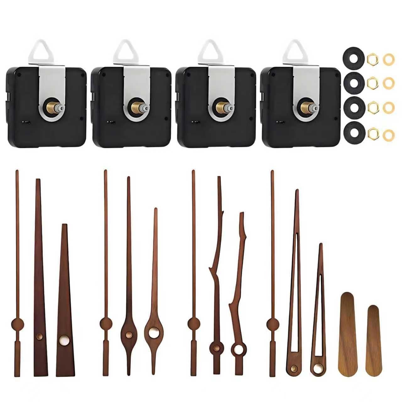 4 Watch Mechanisms & 5 Walnut Wood Hands – Long-Axis Quartz Movement DIY Kit