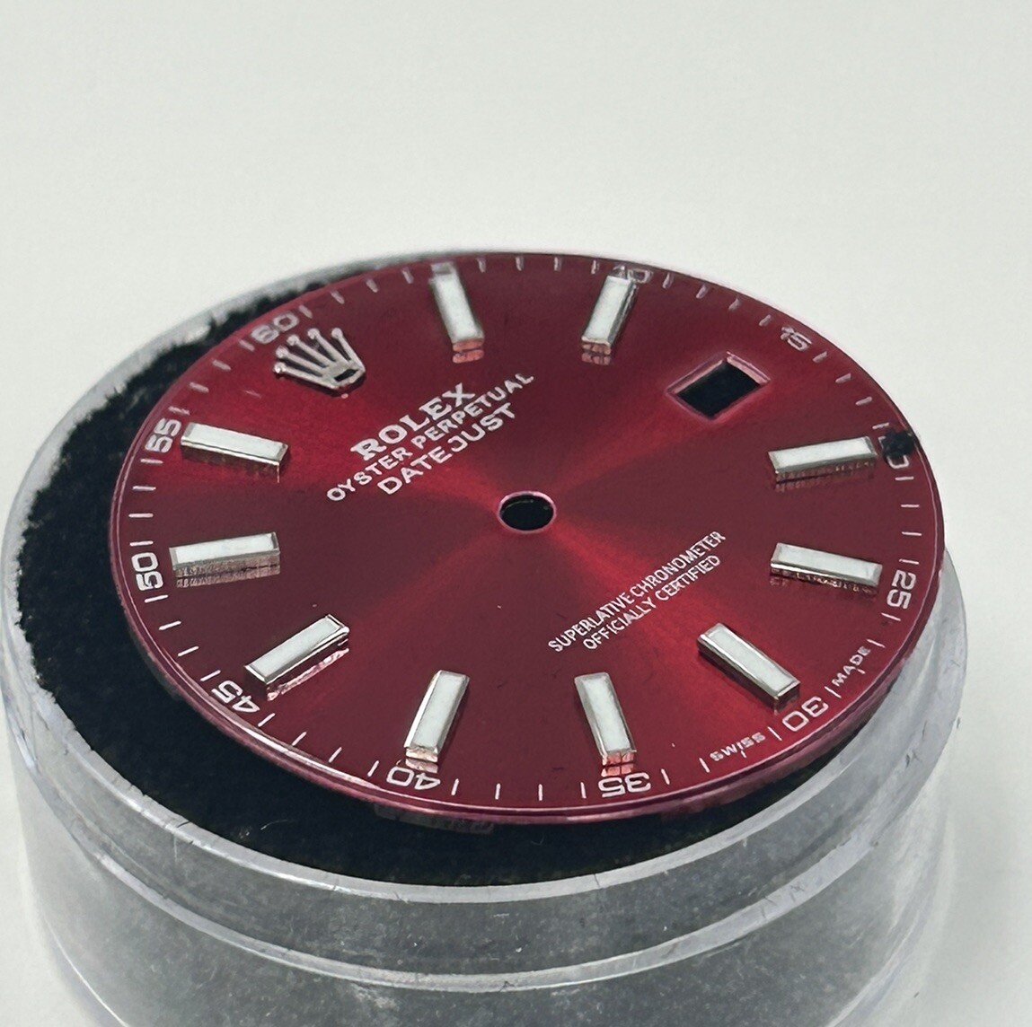 Rolex 41mm Datejust Custom Red Gloss Lume Index Dial For Model 126334 & 126300