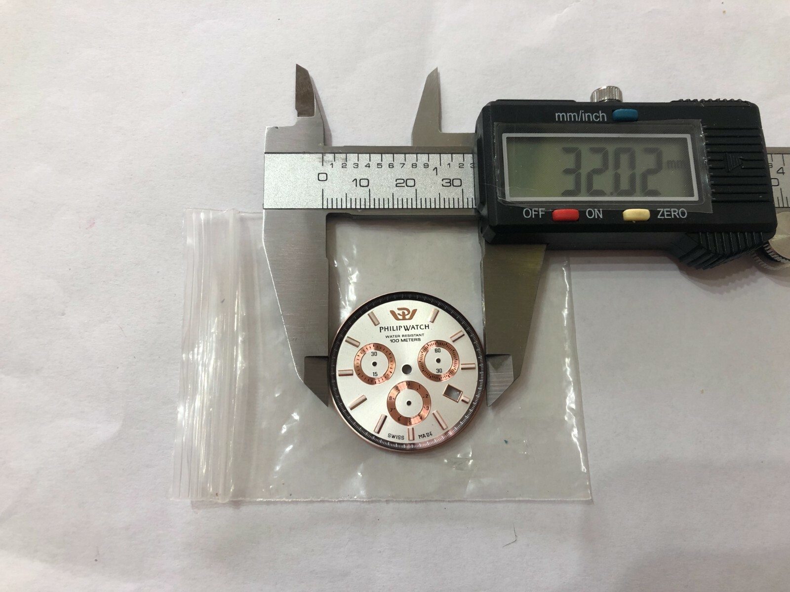 SPARE PARTS ACCESSORY PHILIP WATCH CARIBE CHAMPAGNE CHRONO WATCH DIAL.