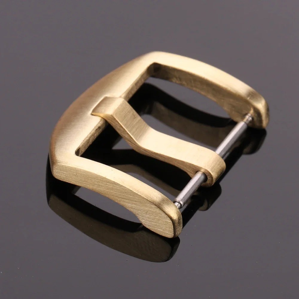 Durable Bronze Metal Watch Band Pin Buckle Solid Copper Strap Clasp 18-24mm