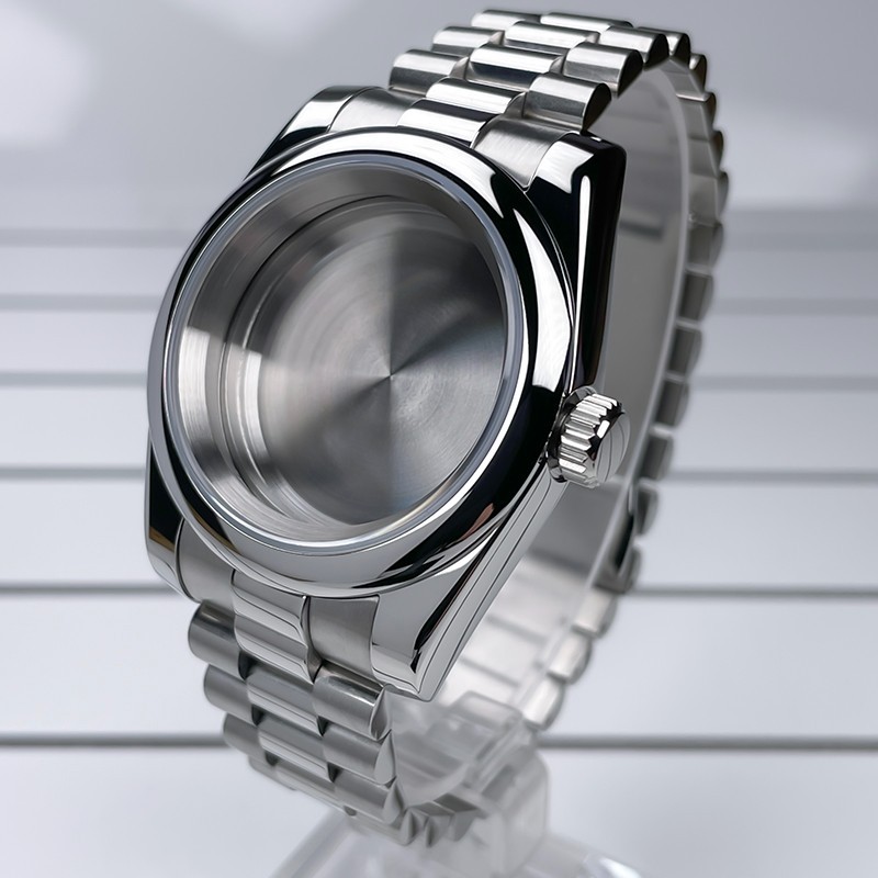 39mm NH35 Case DJ Bezel President Bracelet Sapphire Glass For NH35 NH36 Movement