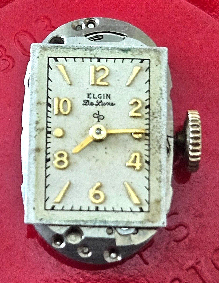 VINTAGE~1948 ELGIN DELUXE 533 21/0~17J USA WATCH MOVEMENT (RUNNING)