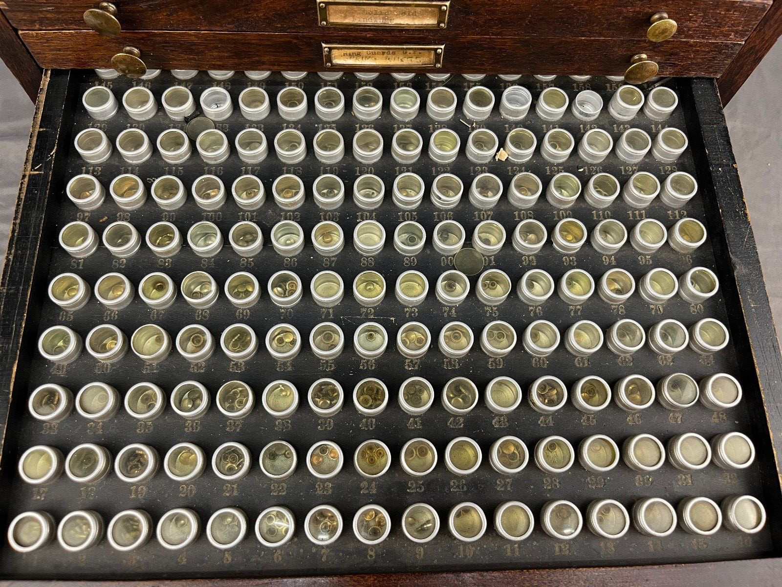 Antique Marco Table Top Mahogony Watch Case 10 Drawers and 1540 Slots + Parts