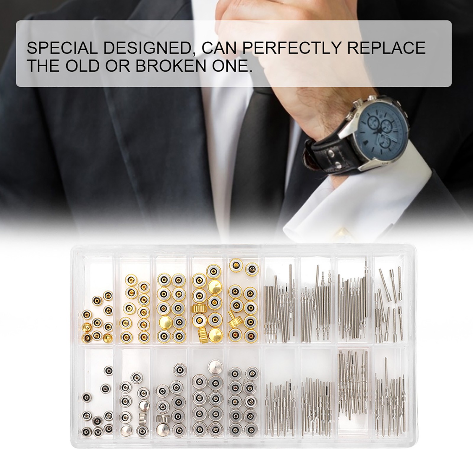 Watch Stem Extender + Crowns Accessory Repairing Replacement Tool Kit With B NEW