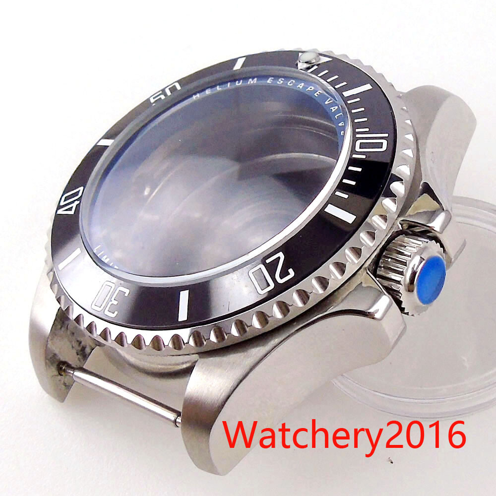 43MM Watch Part Blue Bezel Watch Case Letter Chapter ring Fit NH35 2824 Movement