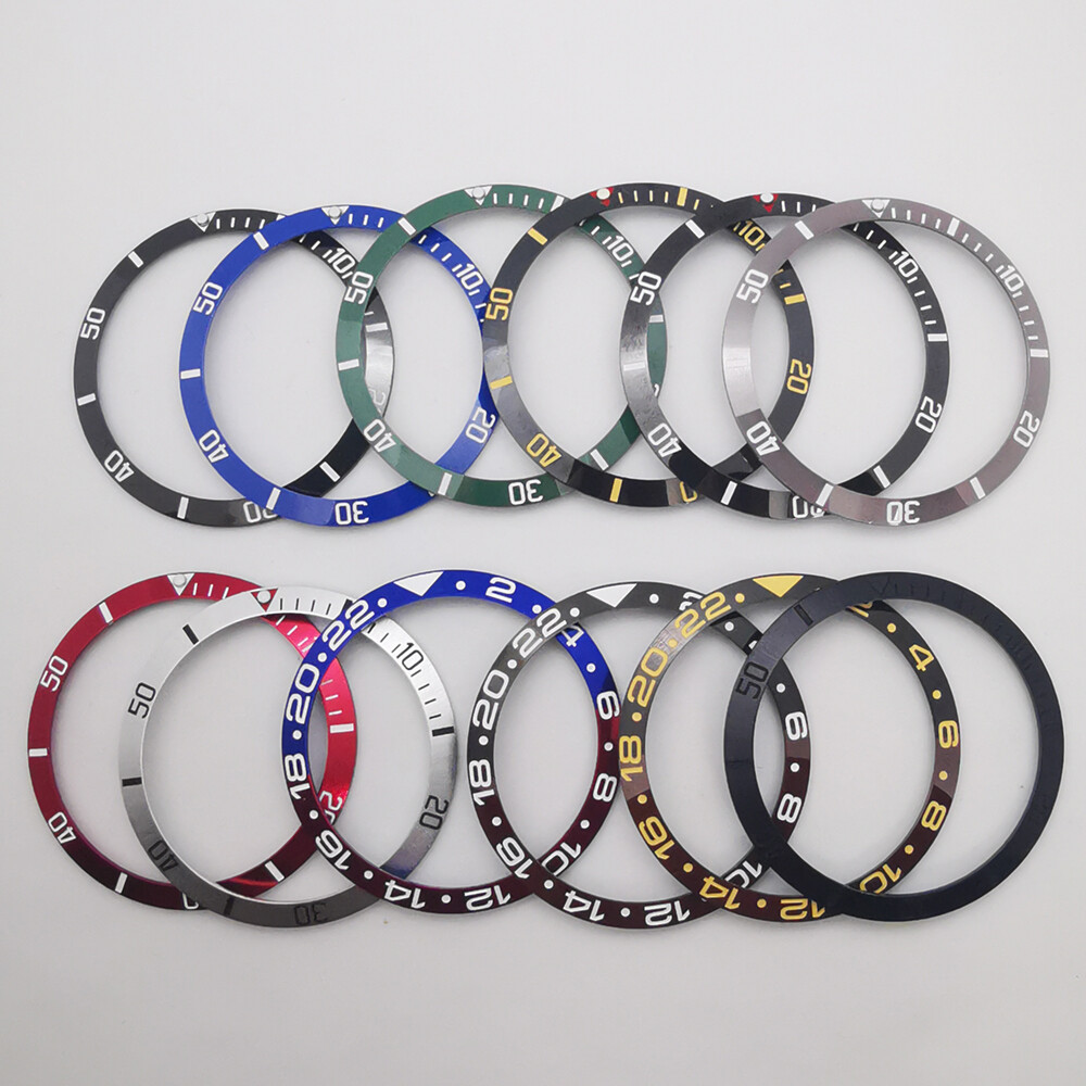 37.2mm black blue red green ceramic/aluminum watch bezel insert fit 39mm case