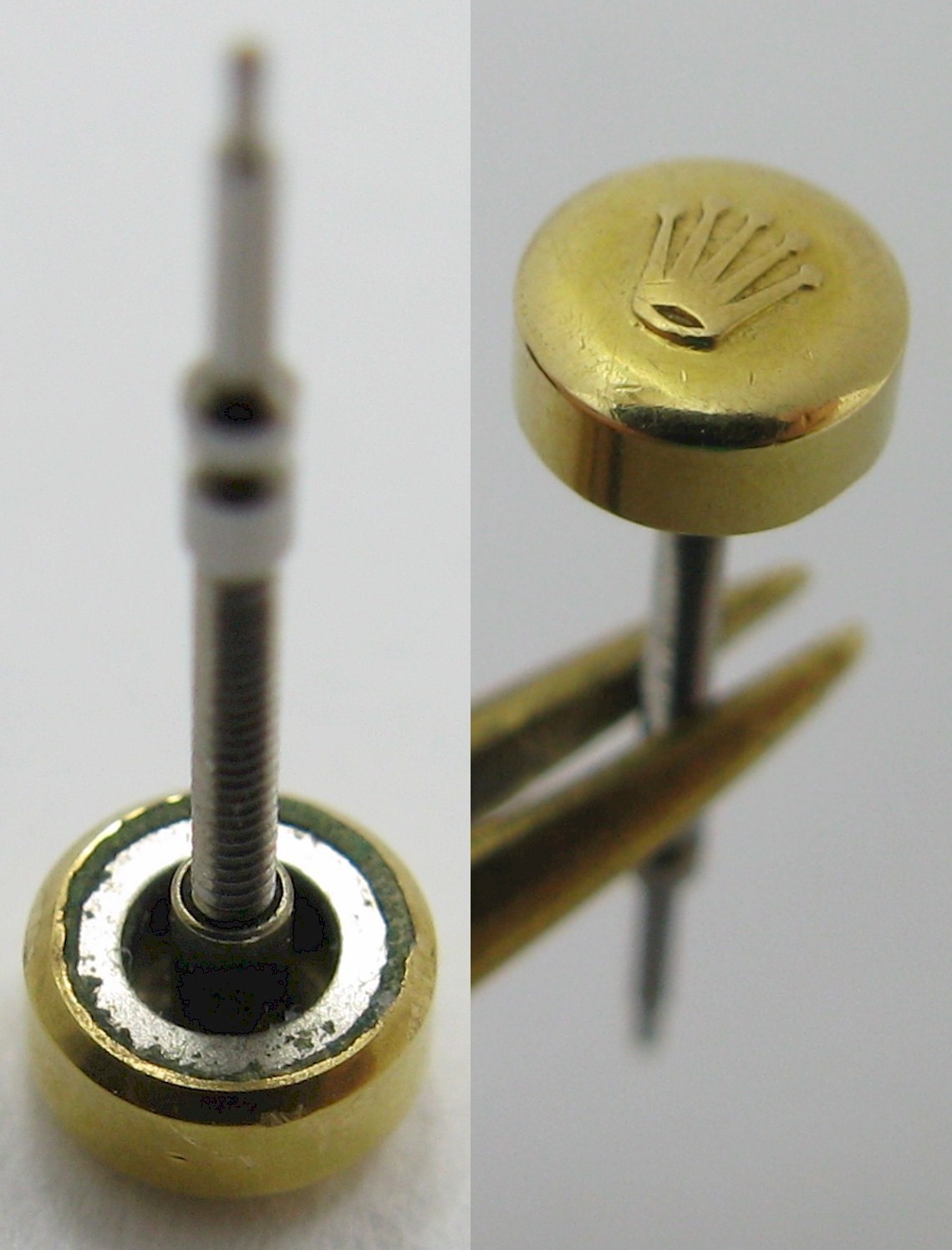 Rolex Watch quartz movement part: Cellini stem & gold crown