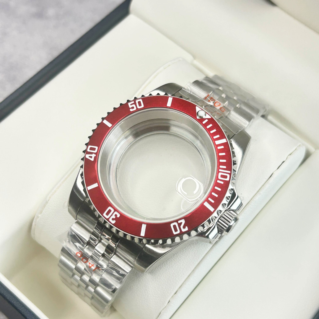 40mm Watch Case Sapphire Glass 20ATM 120 Clicks Red Bezel Fit NH34 NH35 NH36 Mod