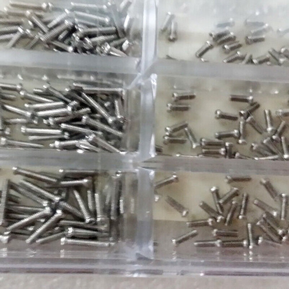 600pcs 1.2mm 1.6mm-6mm Assorted Stainless Steel Eyeglass Jewelry Watch Screw Box