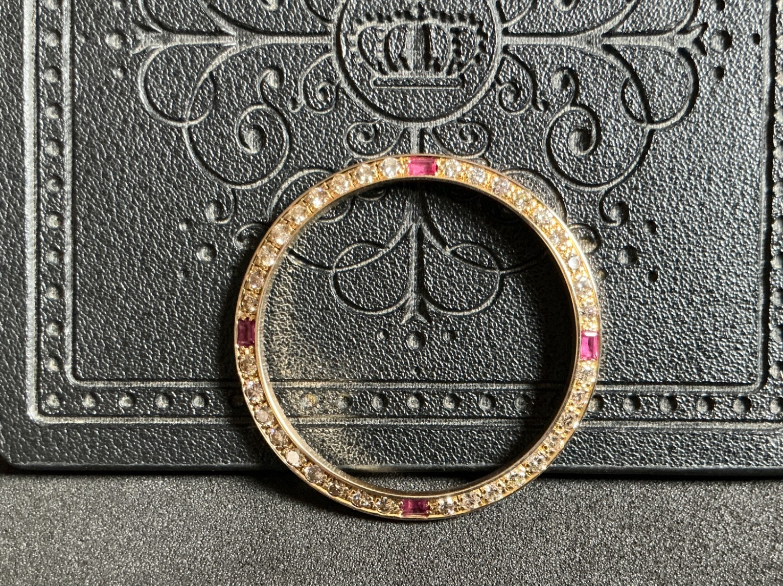 18K Gold Diamond BEZEL With 4 Rubies FOR ROLEX Mens 36MM President Watch #21#