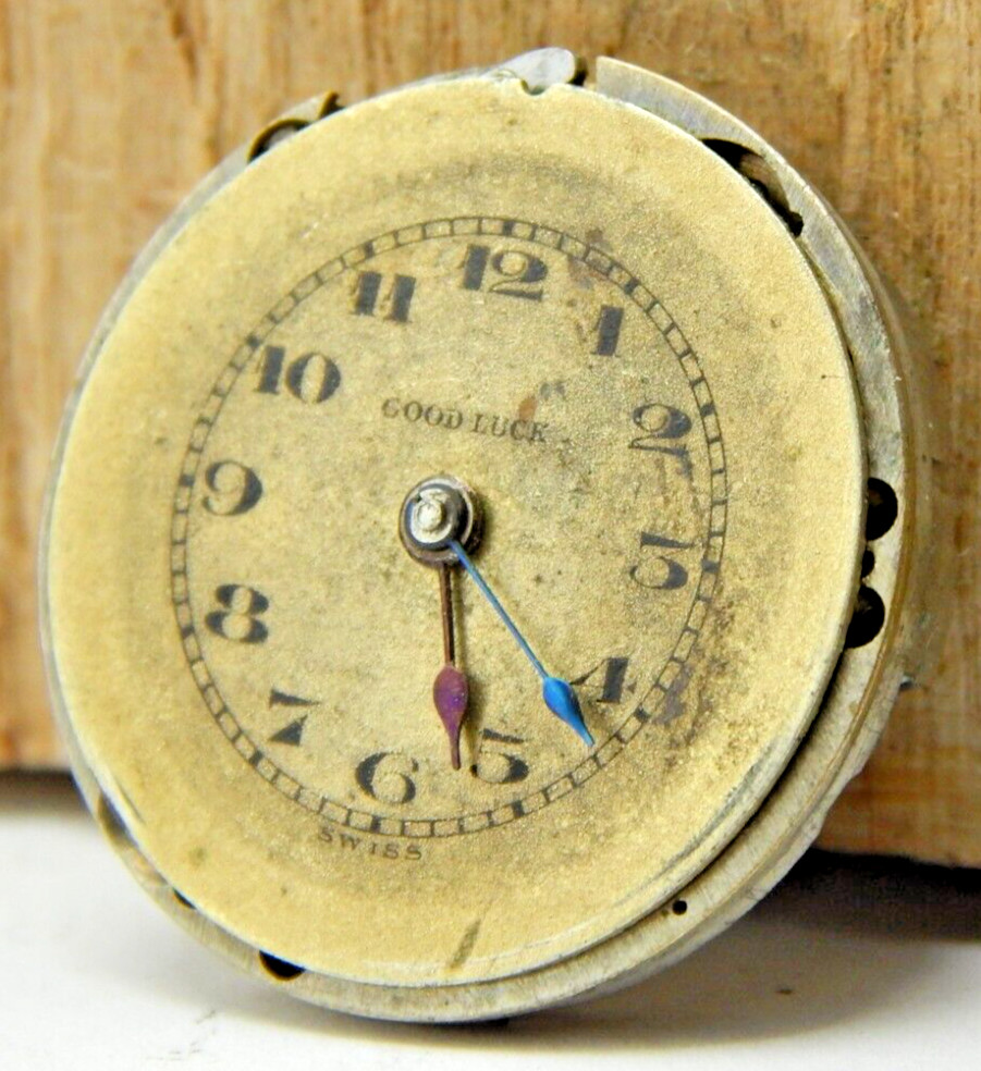 Vintage ERA watch co 7j 2 adj 8/0 size Good Luck openface pocket watch movement