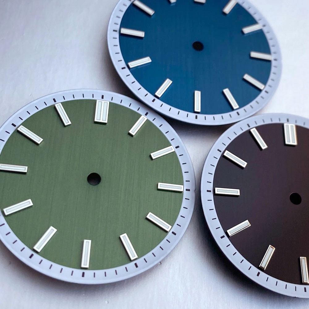 32mm Watch Dial Blue/Black/Green Color Brushed Texture Fit NH35 PT5000 Miyota82