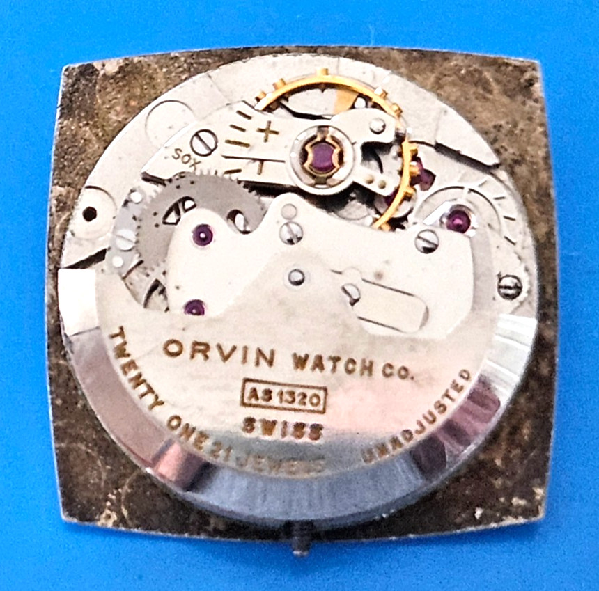 ORVIN AS1320 21J Watch Movement (REMOVED FROM GOLD CASE/BALANCE RUNS) lot76