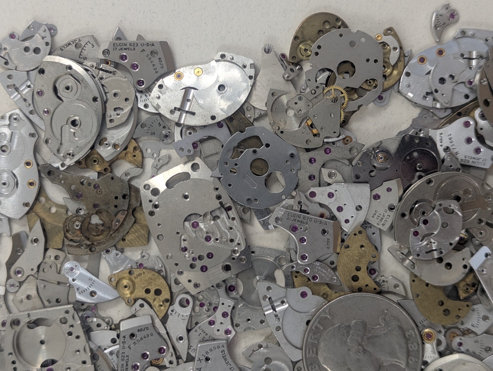 Large 1/2 pound lot of Assorted Watch Parts, Elgin and more R34