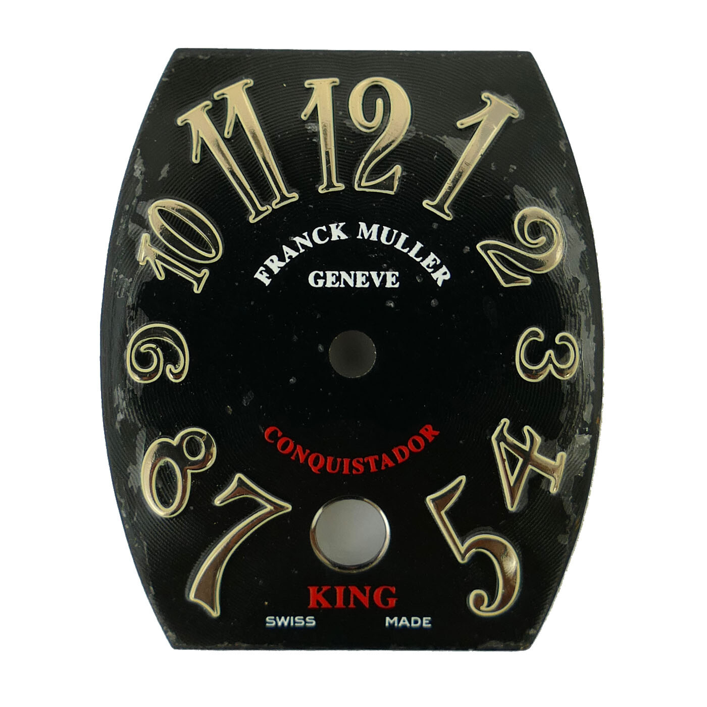 FRANCK MULLER CONQUISTADOR 28MM X 35MM BLACK DIAL WITH GOLD ARABIC NUMERALS