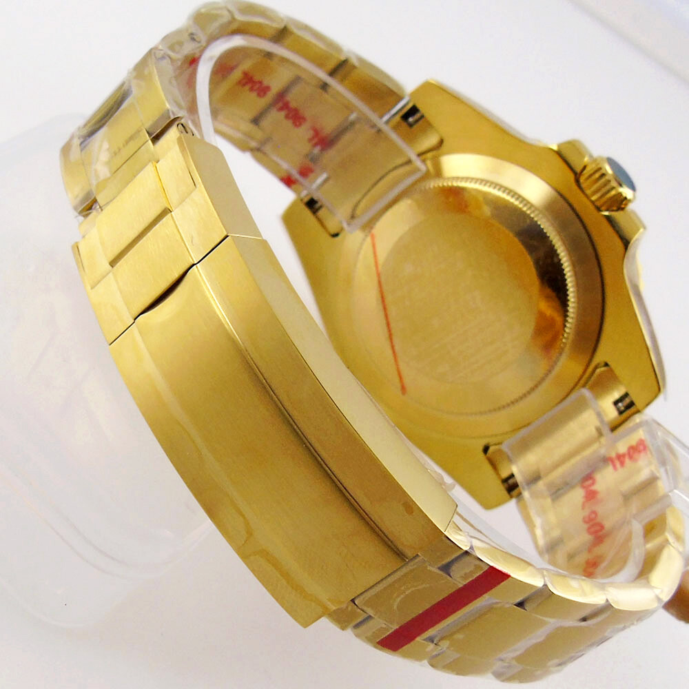 Gold Plated 40mm Watch Case Fit NH34A NH35A NH36A Sapphire Glass Ceramic Bezel