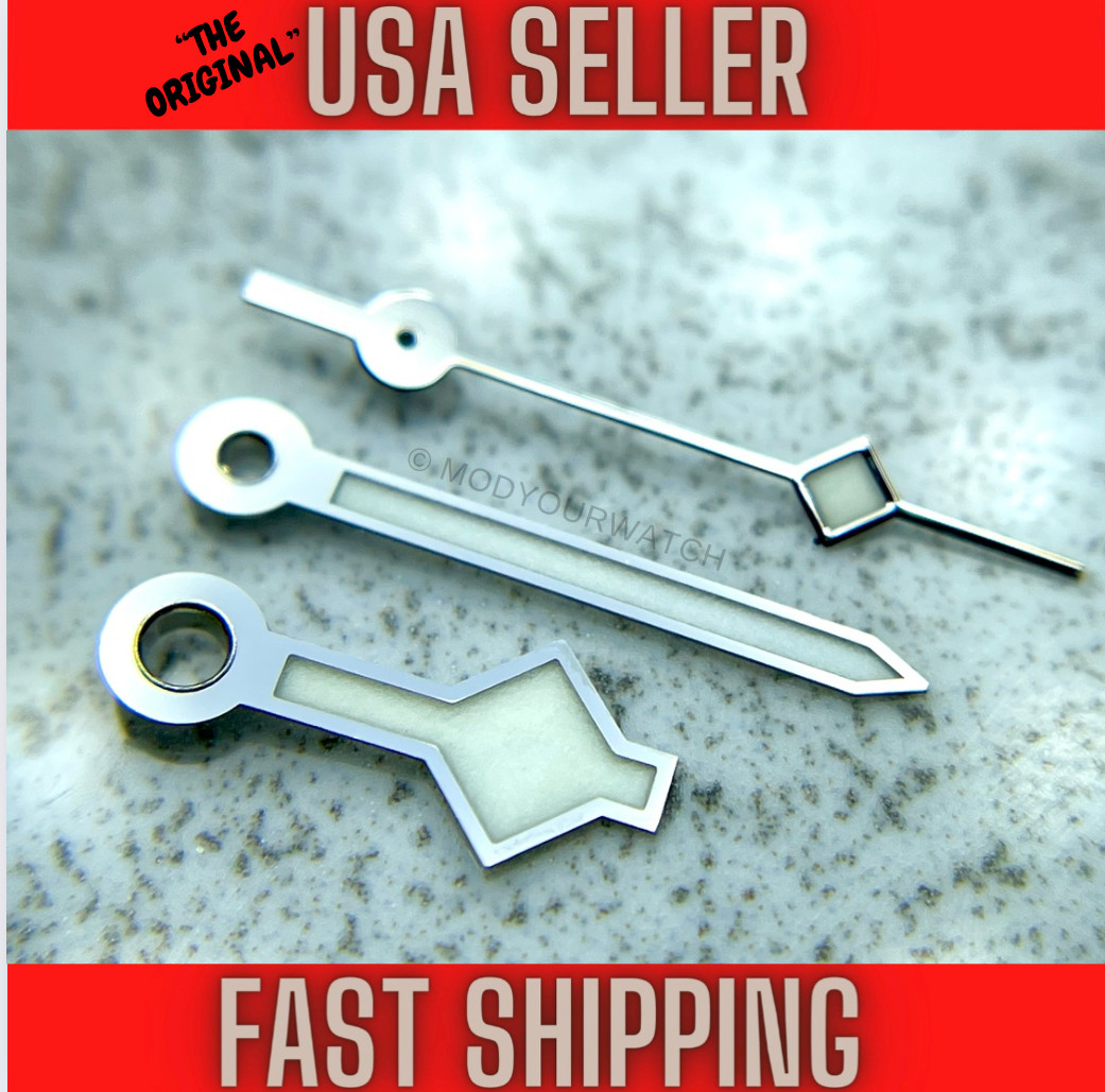 Silver “Snowflake” Hands Blue Lume Watch Mod Parts Custom For NH35,NH36 SKX007