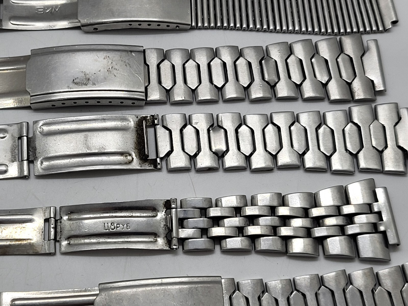 Vintage stainless steel bracelets USSR wristwatches different for spare parts