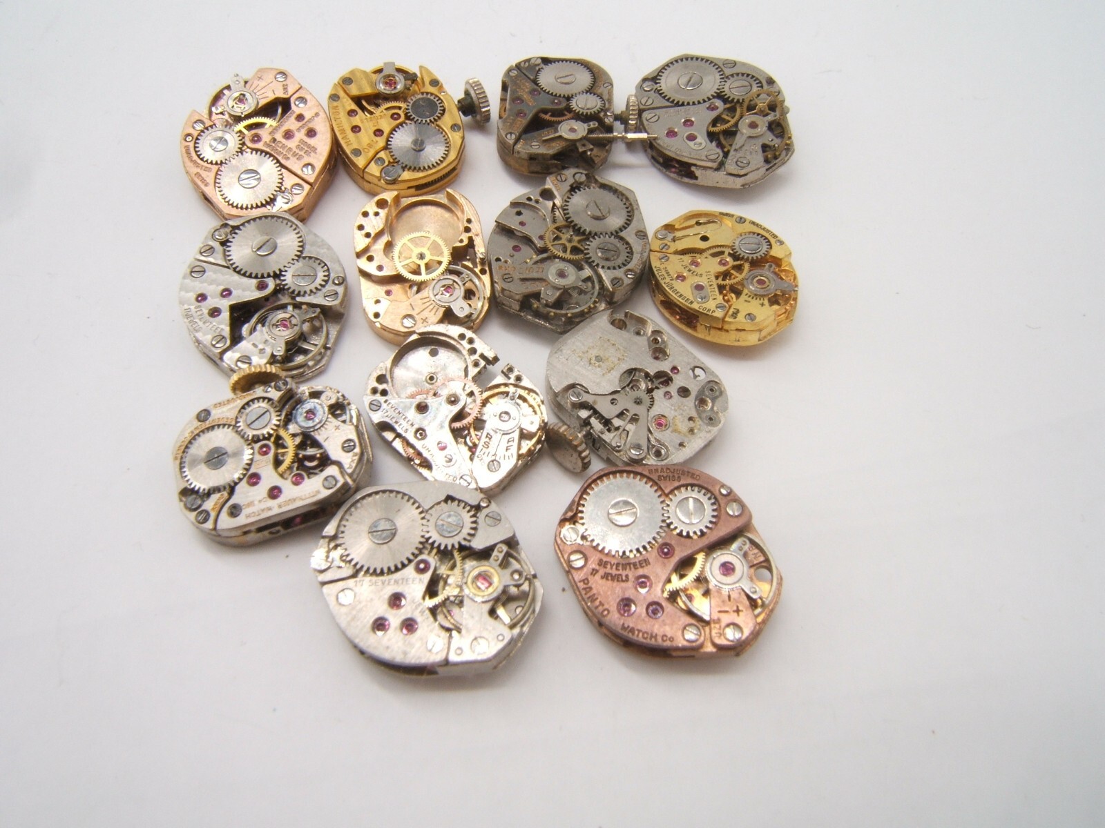 13 SMALL WOMEN’S WATCH MOVEMENTS PARTS REPAIR MECHANICAL WIND UP (LOT AB)