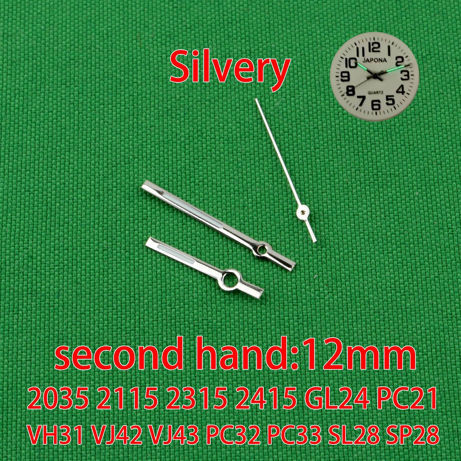 New Watch Hands Set Miyota 2035 VH31 VJ42 VJ43 2115 Luminous Silver Parts Kit