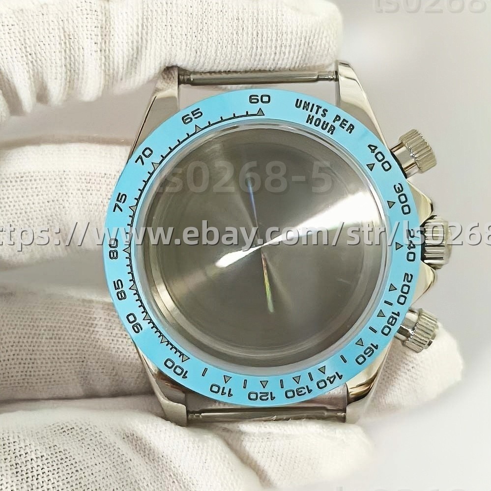 39mm Blue VK63 Case Sapphire Crystal Fit Quartz Movement Steel