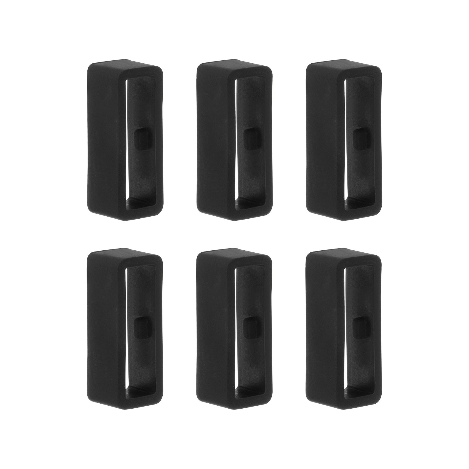 6 pcs Watch Strap Loop Fastener Rings 16mm Rubber Watch Holder Keeper Black