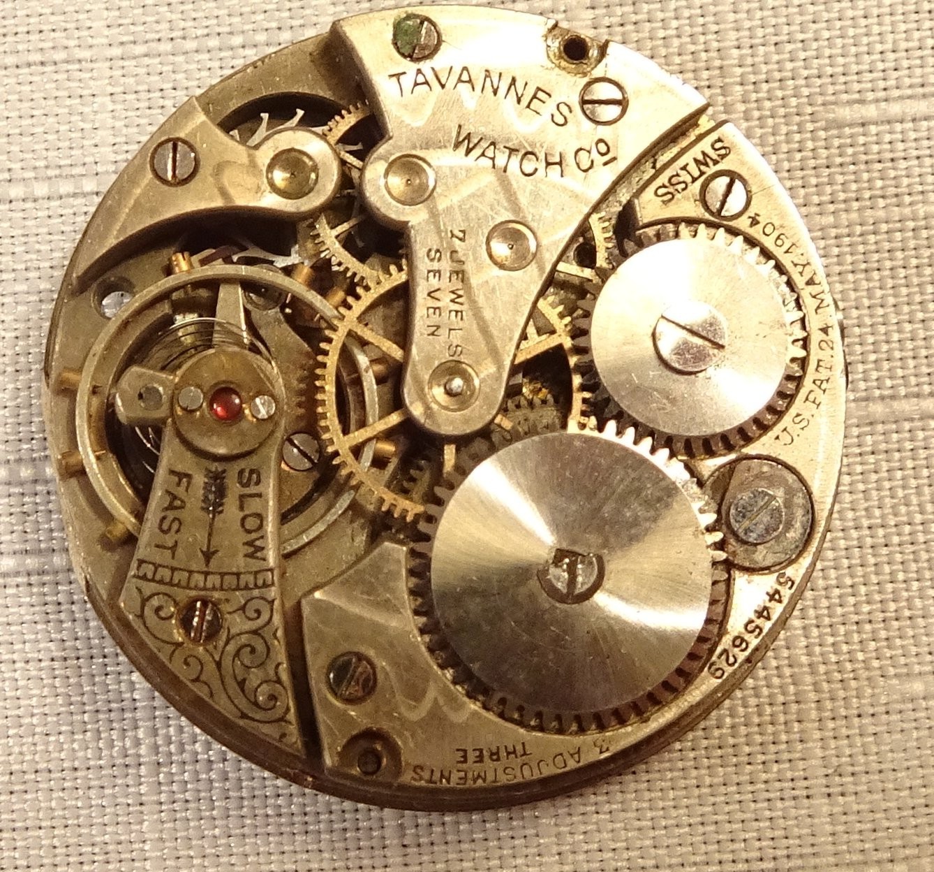 Tavannes Pocket Watch Movement 29.4mm 7J Parts